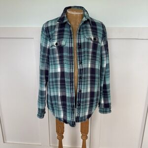 LL Bean Shacket Womens SMALL 1912 Overshirt Pockets Boyfriend Chore Turquoise